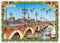 PK 8009 Barbara Behr Glitter Postcard | Bordeaux - Le Pont de Pierre