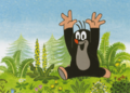 Postcard Krtek - Der kleine Maulwurf - The little mole jumps for joy