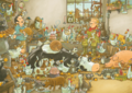 Postcard | Lieselotte and the animals celebrate in the tool shed