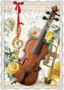 Auguri by Barbara Behr Glitter Postcard | Musical Instruments