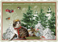 Auguri by Barbara Behr Glitter Postcard | Frohe Weihnachten (Cat)