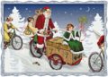 Auguri by Barbara Behr Glitter Postcard | Santa on bicycle