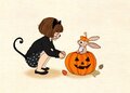 Postcard Belle and Boo | Halloween Friends