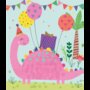 L'Atelier de Papier Aquarupella Postcard | Pink Dinosaur
