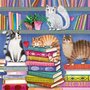 Mila Marquis Postcard | Cats on books