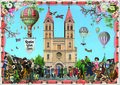 PK 8092 Barbara Behr Glitter Postcard | China - Qingdao, Catholic Church