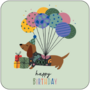 Postcard | Happy Birthday (Dachshund with gifts and balloons)