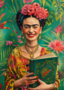 Frida Kahlo: Met Boek | Postcard Fripperies