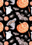 Halloween print zwart | Postcard Fripperies