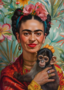 Frida Kahlo: met aap | Postcard Fripperies