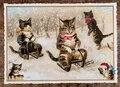 PK 1176 Tausendschön Postcard Christmas – Cats on Sleds