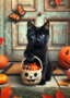 Black Cats: Trick or Treat | Postcard Fripperies