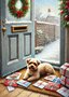 Winter Mail: Dog at the Door | Postcard Fripperies