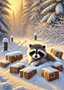 Winter Mail: Racoon | Postcard Fripperies