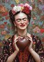 Frida Kahlo: Chocolate Heart | Postcard Fripperies