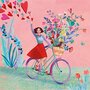 Mila Marquis Square Postcard | Woman on Bicycle