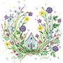 Kerstin Heß Square Postcard | House surrounded by flowers