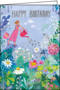 Mila Marquis Folded Card | Happy Birthday (Woman watering flower garden)