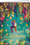 Mila Marquis Folded Card | Happy Birthday (Girl and fox on swing)