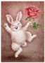 Postcard 377 by Katja Saario - Bunny with Rose