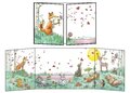 Fold Out Greeting Card with Envelope - Sophie Turrel - Fox and his friends (hearts)