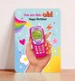 Postcard Retro Phone Birthday Woman - Aniet Illustration
