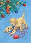 Postcard Audrey Tarrant | Two puppies playing with Christmas cracker