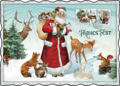 Auguri by Barbara Behr Glitter Postcard Nr. 76 | Frohes Fest (Animals and Santa)