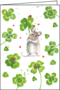 Carola Pabst Folded Card | Mouse with clover leaves