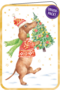 Carola Pabst Folded Card | Dachshund with Christmas tree