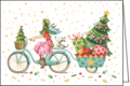 Nina Chen Folded Card | Angel on a Christmas bicycle