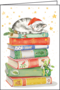 Carola Pabst Folded Card | Cat on books