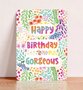 Postkarte Happy Birthday Gorgeous - Aniet Illustration