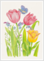 Postcard | Pink attracts blue (tulips and butterfly)