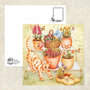 Xenia's Sketchbook Pages Postcard - Spring Flower Garden and Ginger Cat