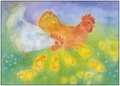 Postcard Dorothea Schmidt - Hen and rooster with chicks