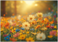 Postcard | A meadow of flowers in the sunlight
