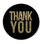 Thank You Circle Sealing Stamp Stickers | Black & Gold Glitter