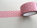 Large Adhesive PVC Decotape | Baby Roze met Witte Stippen Tape