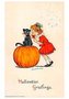 Victorian Halloween Postcard | A.N.B. - Girl and black cat