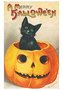 Victorian Halloween Postcard | A.N.B. - Zwarte kat zittend in een pompoen (A merry Halloween)