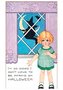 Victorian Halloween Postcard | A.N.B. - Meisje staat voor een raam met daarachter een heks op een bezemsteel