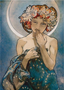 Postcard Tushita Fine Arts | Alphonse Mucha - The Moon and the Stars