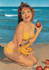 Postcard Blast From the Past | Woman with fruit on the beach_