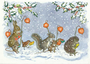 Postcard Molly Brett | Animals with Chinese lanterns carrying presents_