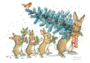 Postcard Molly Brett | A Rabbit Carrying A Christmas Tree _