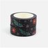 Washi Masking Tape | Black with Red Christmas Flowers and Snowflakes_