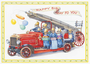 Postcard Audrey Tarrant | Fire Engine With Squirrel Firemen With Presents _