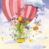 Postcard Kristiana Heinemann | Woman in hot air balloon with spring flowers_