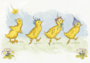 Postcard Molly Brett | Four Ducklings Wearing Flowers _